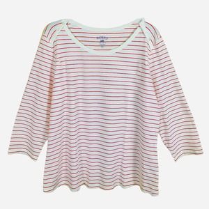 RIDERS BY LEE INSTANTLY SLIMS STRIPED TOP SIZE XXL 3/4 SLEEVES